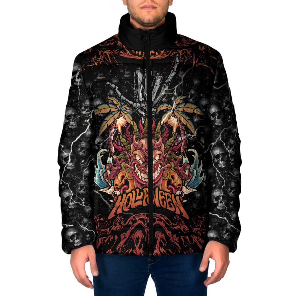 Aloha Halloween Padded Jacket Horror Tiki Heavy Metal Style - Polynesian Pride