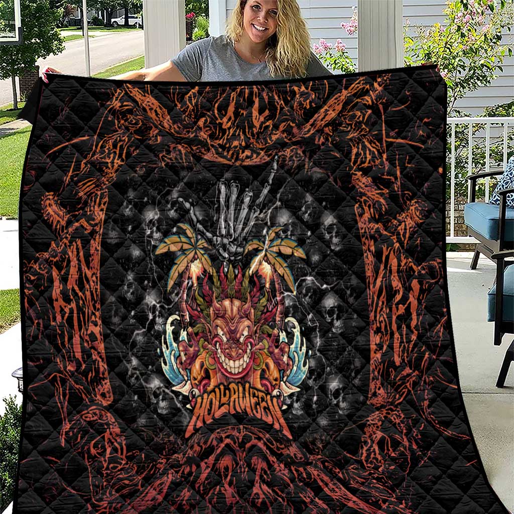 Aloha Halloween Quilt Horror Tiki Heavy Metal Style - Polynesian Pride