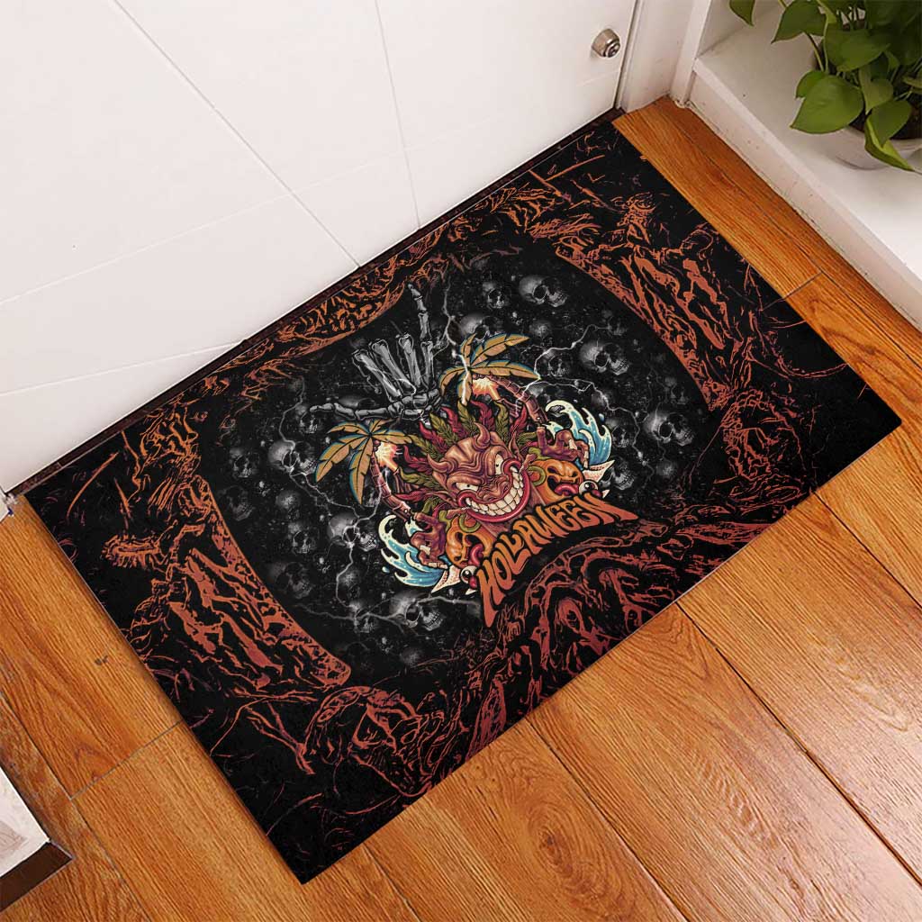 Aloha Halloween Rubber Doormat Horror Tiki Heavy Metal Style - Polynesian Pride