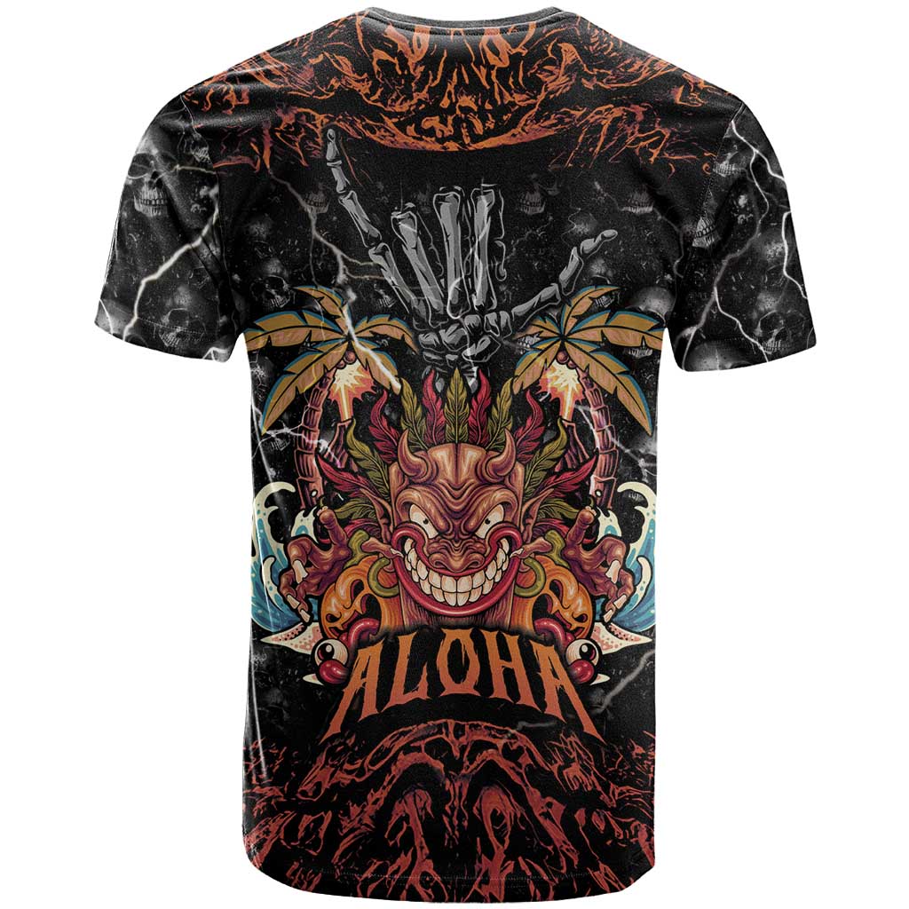 Aloha Halloween T Shirt Horror Tiki Heavy Metal Style - Polynesian Pride