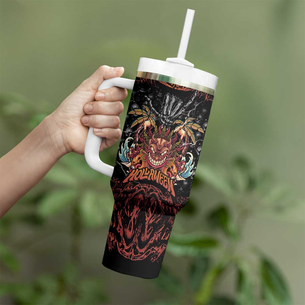 Aloha Halloween Tumbler With Handle Horror Tiki Heavy Metal Style - Polynesian Pride