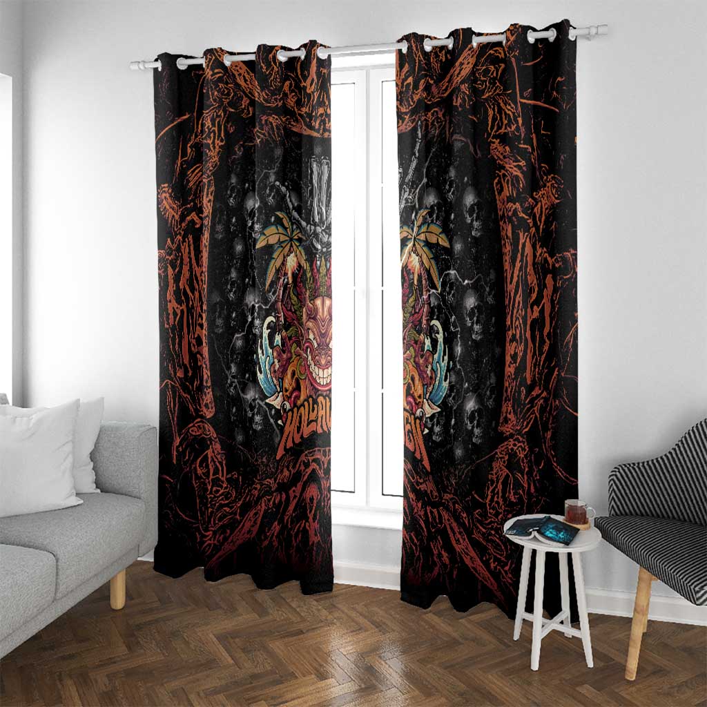 Aloha Halloween Window Curtain Horror Tiki Heavy Metal Style - Polynesian Pride