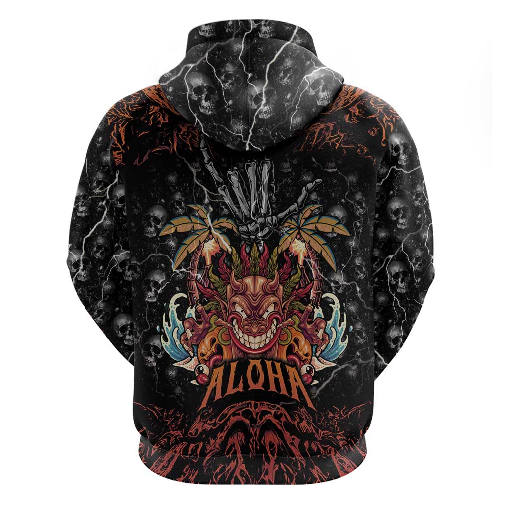 Aloha Halloween Zip Hoodie Horror Tiki Heavy Metal Style - Polynesian Pride