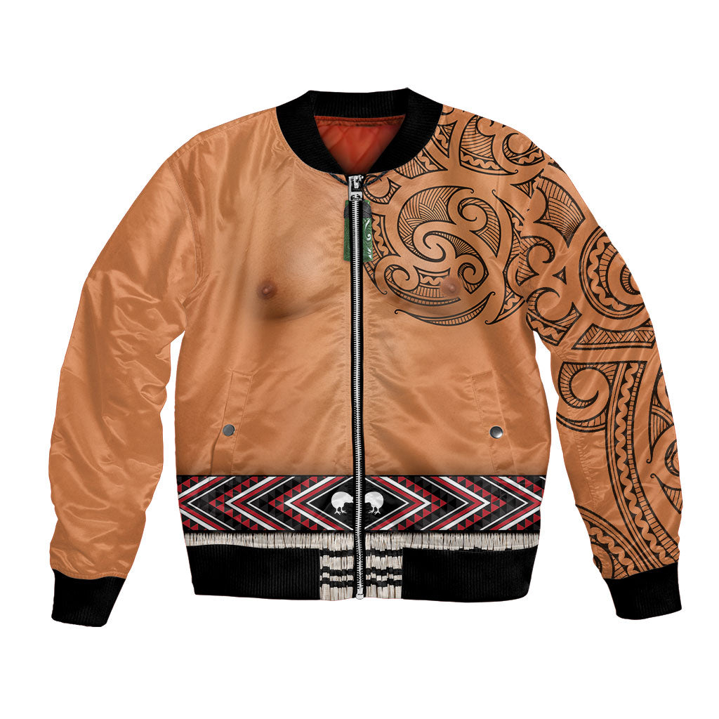 New Zealand Maori Tattoo Costume Bomber Jacket LT05 Unisex Beige - Polynesian Pride