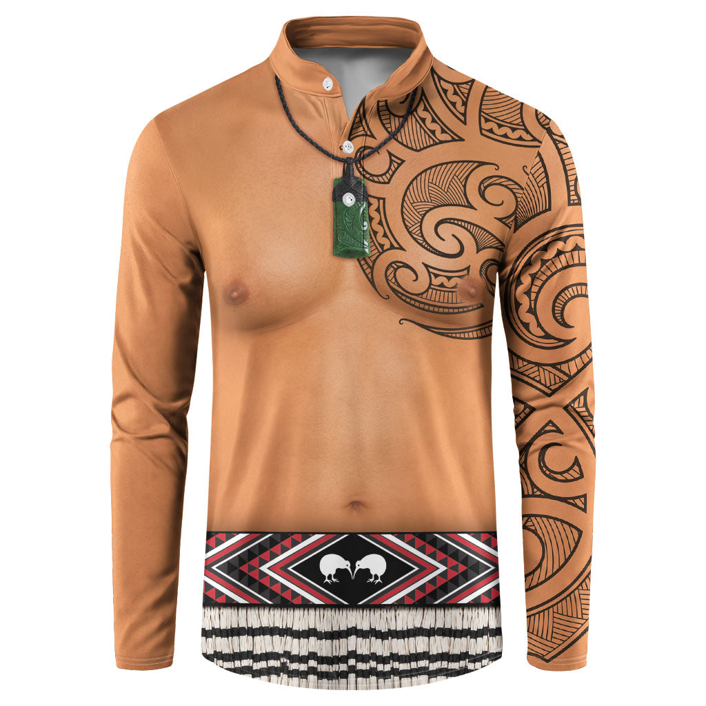 New Zealand Maori Tattoo Costume Button Sweatshirt