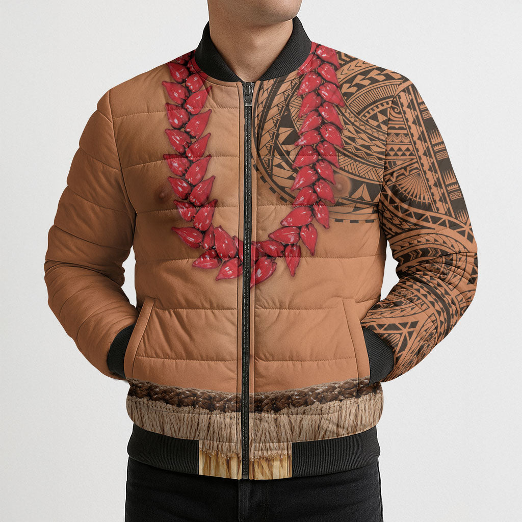Samoa Tribal Tattoo Costume Bomber Puffer Jacket Ula Fala Necklace LT05 - Polynesian Pride