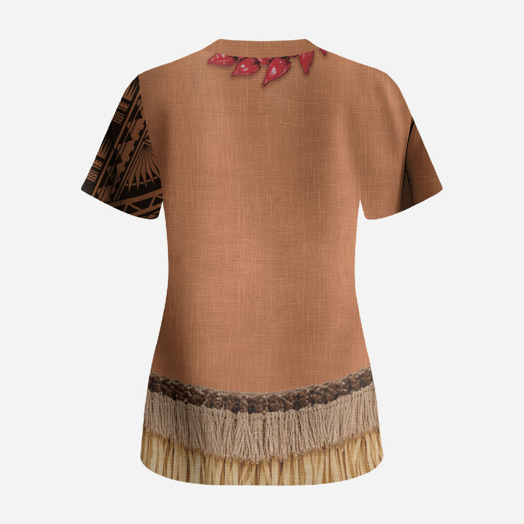Samoa Tribal Tattoo Costume Scrub Top Ula Fala Necklace LT05 - Polynesian Pride