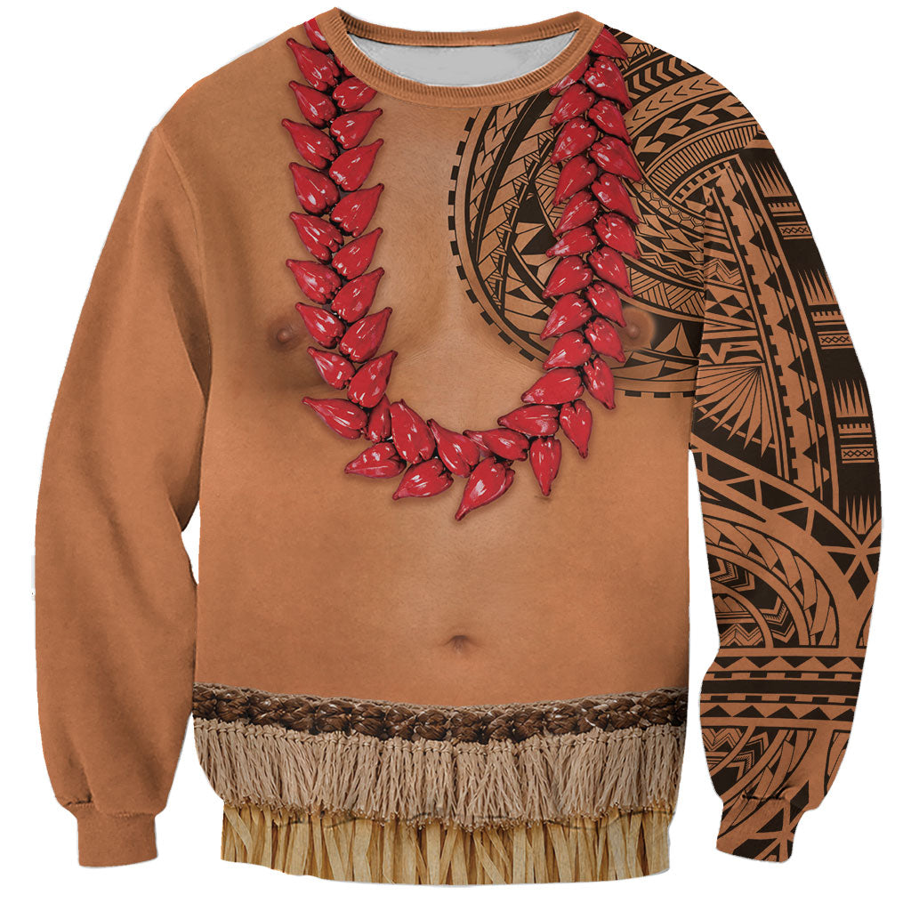 Samoa Tribal Tattoo Costume Sweatshirt Ula Fala Necklace LT05 Unisex Beige - Polynesian Pride