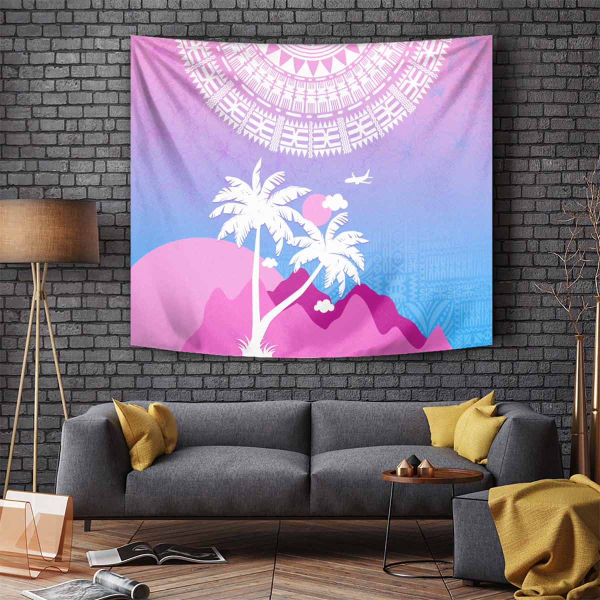 Fiji Your Paradise Festival Tapestry With Fijian Masi Tapa Pattern LT05 Blue - Polynesian Pride