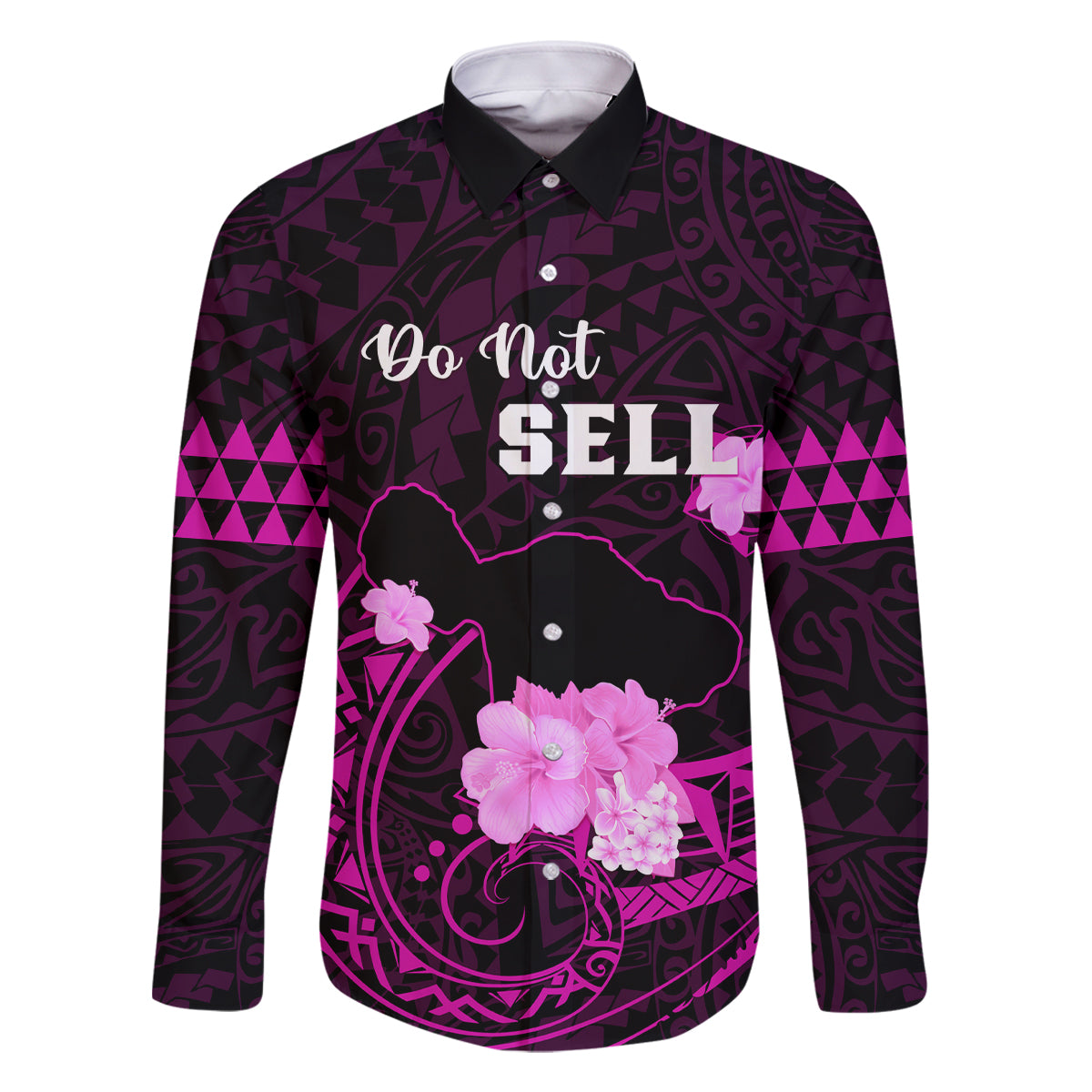 Hawaii Strong Maui Family Matching Off Shoulder Long Sleeve Dress and Hawaiian Shirt Lahaina Is Not For Sale LT05 Dad's Shirt - Long Sleeve Pink - Polynesian Pride