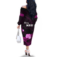 Hawaii Strong Maui Family Matching Off Shoulder Long Sleeve Dress and Hawaiian Shirt Lahaina Is Not For Sale LT05 - Polynesian Pride