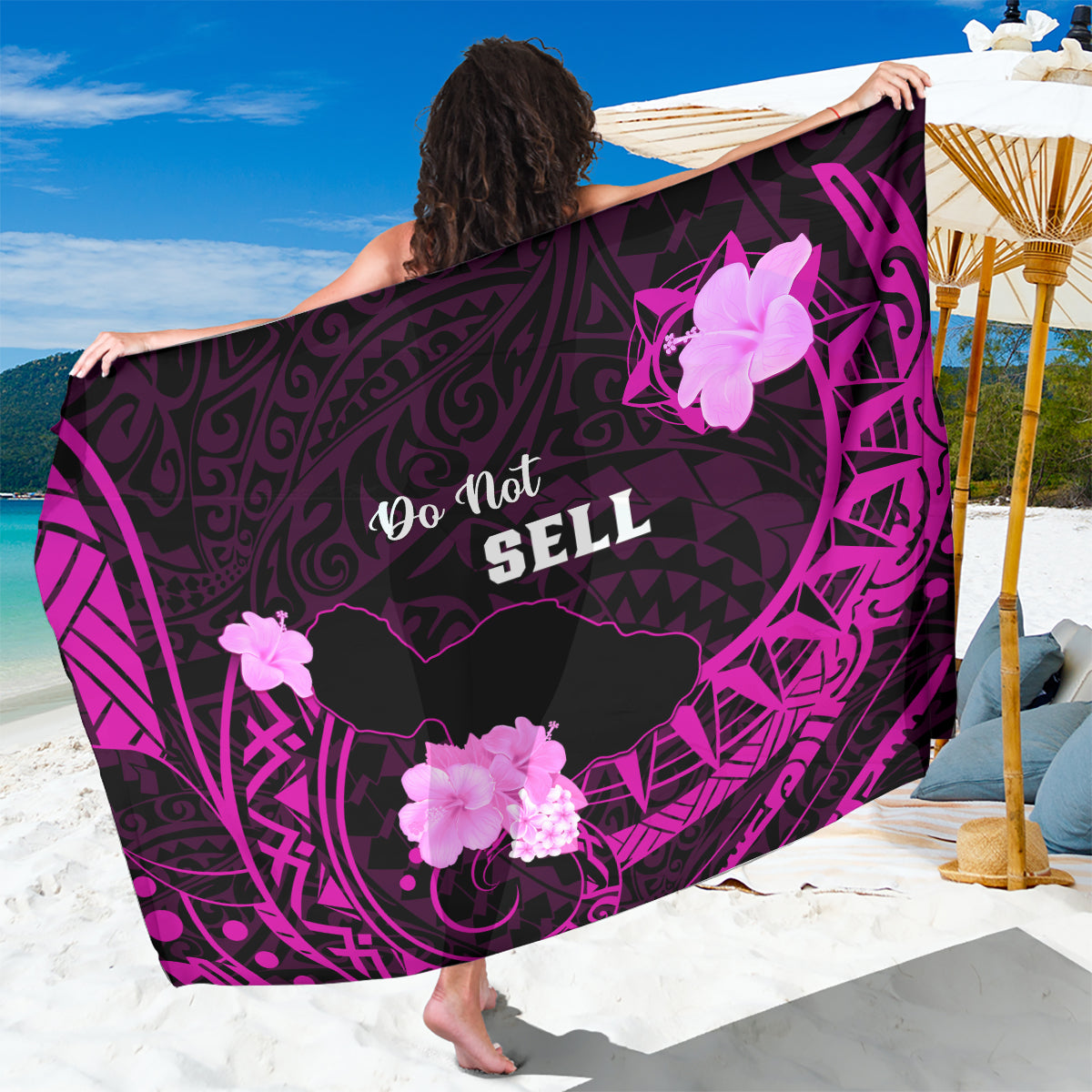 Hawaii Strong Maui Sarong Lahaina Is Not For Sale LT05 One Size 44 x 66 inches Pink - Polynesian Pride