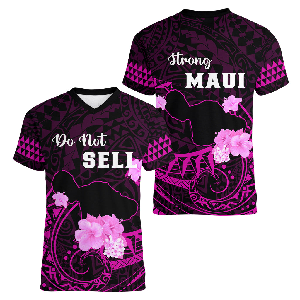 Hawaii Strong Maui Women V Neck T Shirt Lahaina Is Not For Sale LT05 - Polynesian Pride