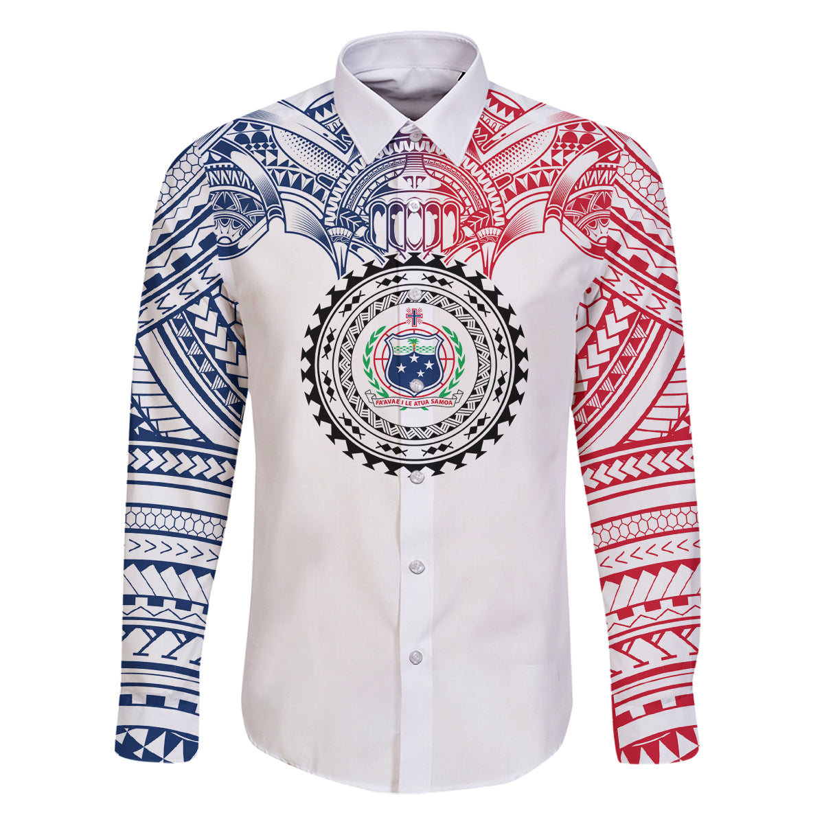 Samoa Black Saturday Family Matching Off Shoulder Long Sleeve Dress and Hawaiian Shirt Polynesian Tribal Simple Style LT05 Dad's Shirt - Long Sleeve White - Polynesian Pride