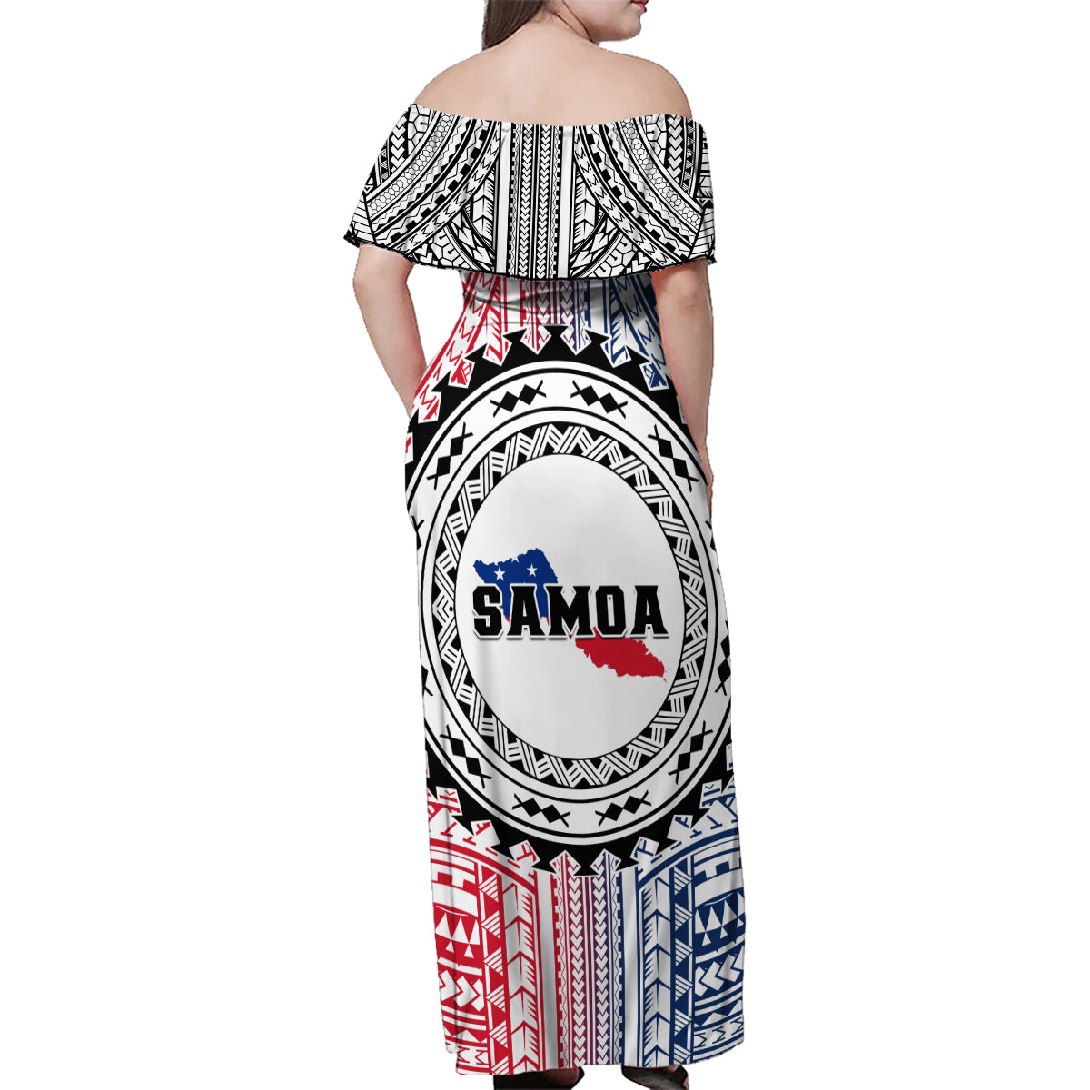 Samoa Black Saturday Family Matching Off Shoulder Maxi Dress and Hawaiian Shirt Polynesian Tribal Simple Style LT05 - Polynesian Pride