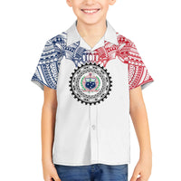 Samoa Black Saturday Family Matching Puletasi Dress and Hawaiian Shirt Polynesian Tribal Simple Style LT05 Son's Shirt White - Polynesian Pride