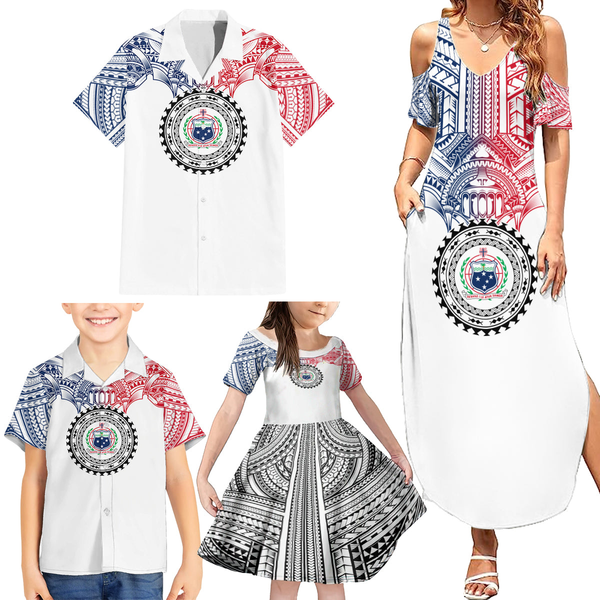 Samoa Black Saturday Family Matching Summer Maxi Dress and Hawaiian Shirt Polynesian Tribal Simple Style LT05 - Polynesian Pride