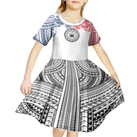 Samoa Black Saturday Kid Short Sleeve Dress Polynesian Tribal Simple Style LT05 - Polynesian Pride