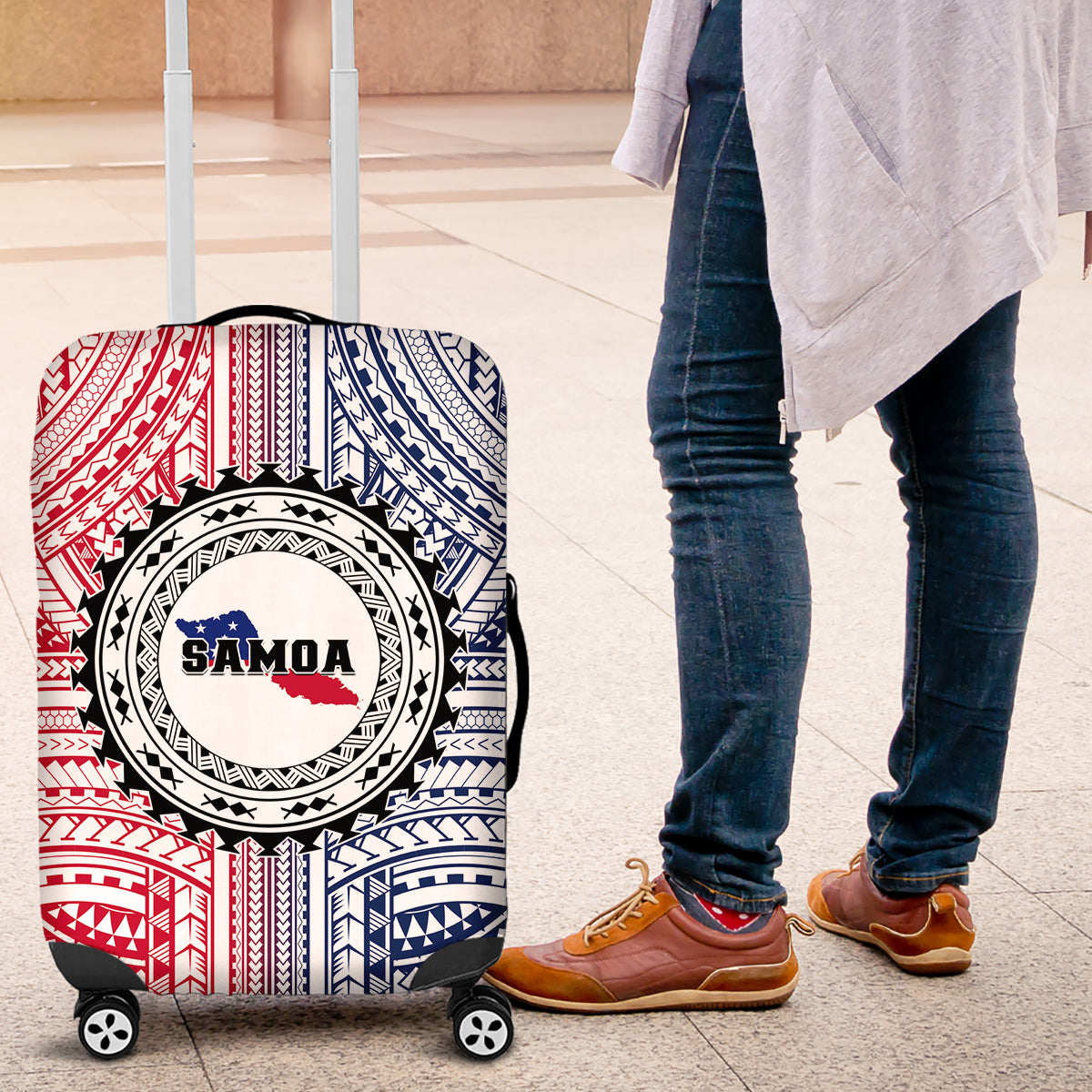 Samoa Black Saturday Luggage Cover Polynesian Tribal Simple Style LT05 White - Polynesian Pride