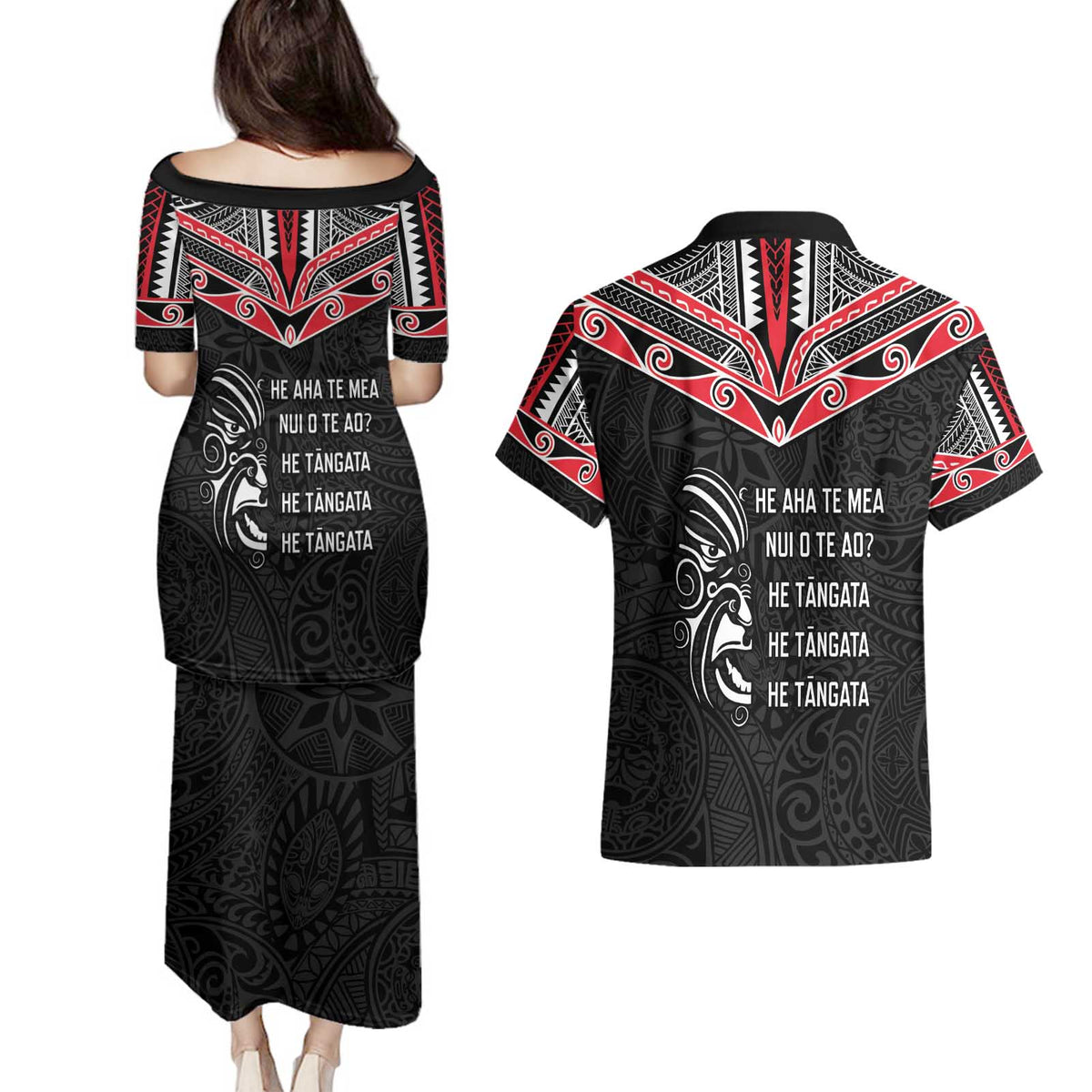 Aotearoa Toitu Te Tiriti Couples Matching Puletasi and Hawaiian Shirt New Zealand Honour The Treaty