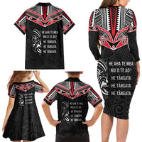 Aotearoa Toitu Te Tiriti Family Matching Long Sleeve Bodycon Dress and Hawaiian Shirt New Zealand Honour The Treaty