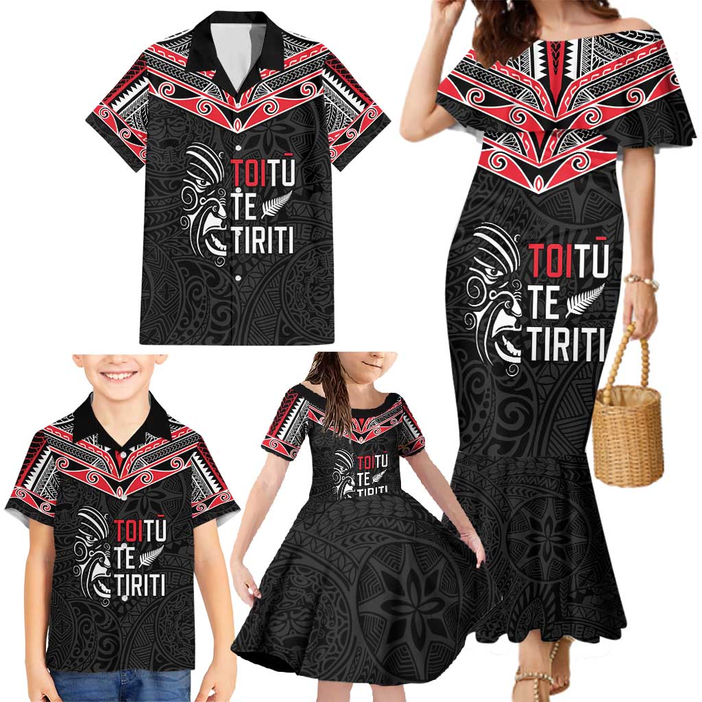 Aotearoa Toitu Te Tiriti Family Matching Mermaid Dress and Hawaiian Shirt New Zealand Honour The Treaty