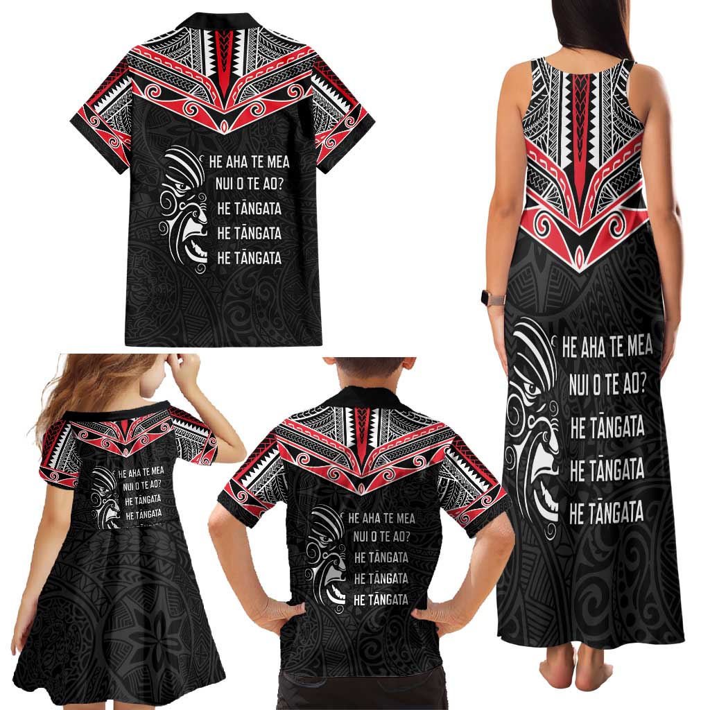 Aotearoa Toitu Te Tiriti Family Matching Tank Maxi Dress and Hawaiian Shirt New Zealand Honour The Treaty
