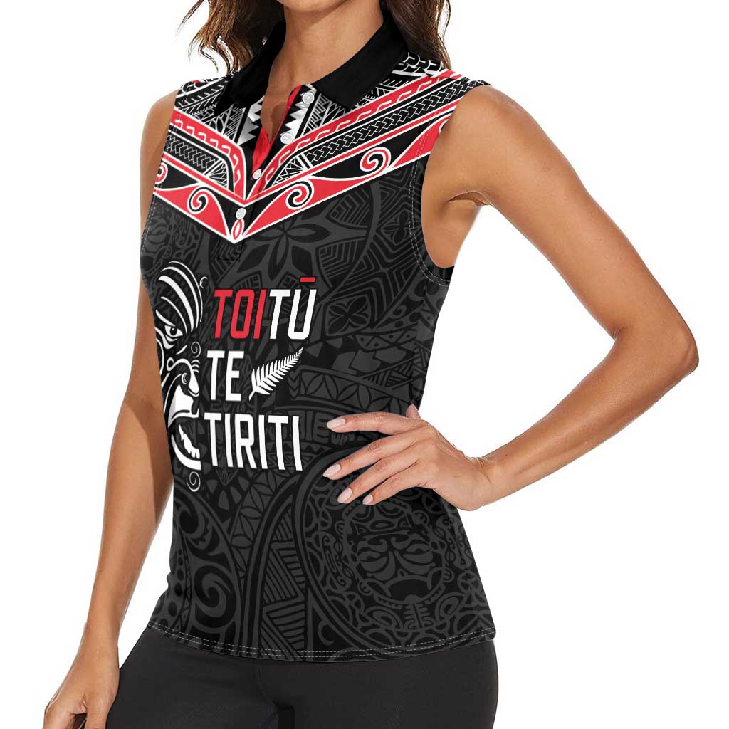 Aotearoa Toitu Te Tiriti Women Sleeveless Polo Shirt New Zealand Honour The Treaty