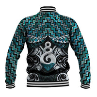 New Zealand Maori Baseball Jacket Poutama Pikorua Turquoise Paua Shell LT05 - Polynesian Pride