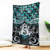 New Zealand Maori Blanket Poutama Pikorua Turquoise Paua Shell LT05 - Polynesian Pride
