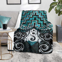 New Zealand Maori Blanket Poutama Pikorua Turquoise Paua Shell LT05 - Polynesian Pride