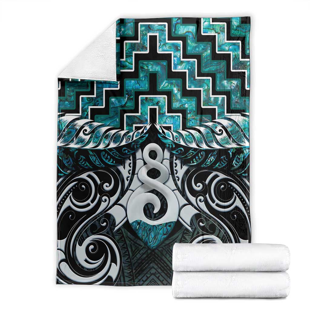 New Zealand Maori Blanket Poutama Pikorua Turquoise Paua Shell LT05 - Polynesian Pride