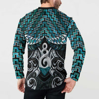 New Zealand Maori Button Sweatshirt Poutama Pikorua Turquoise Paua Shell LT05 - Polynesian Pride
