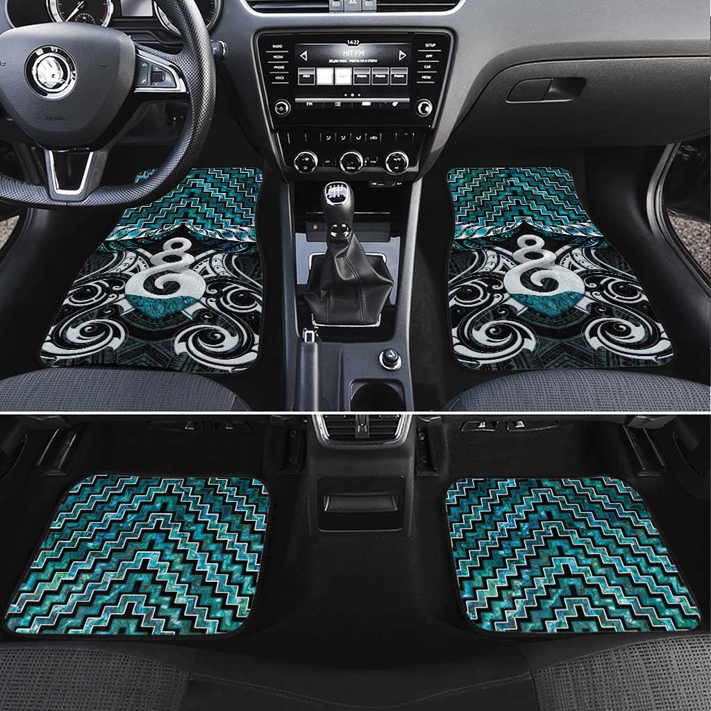 New Zealand Maori Car Mats Poutama Pikorua Turquoise Paua Shell LT05 Set 4pcs Turquoise - Polynesian Pride