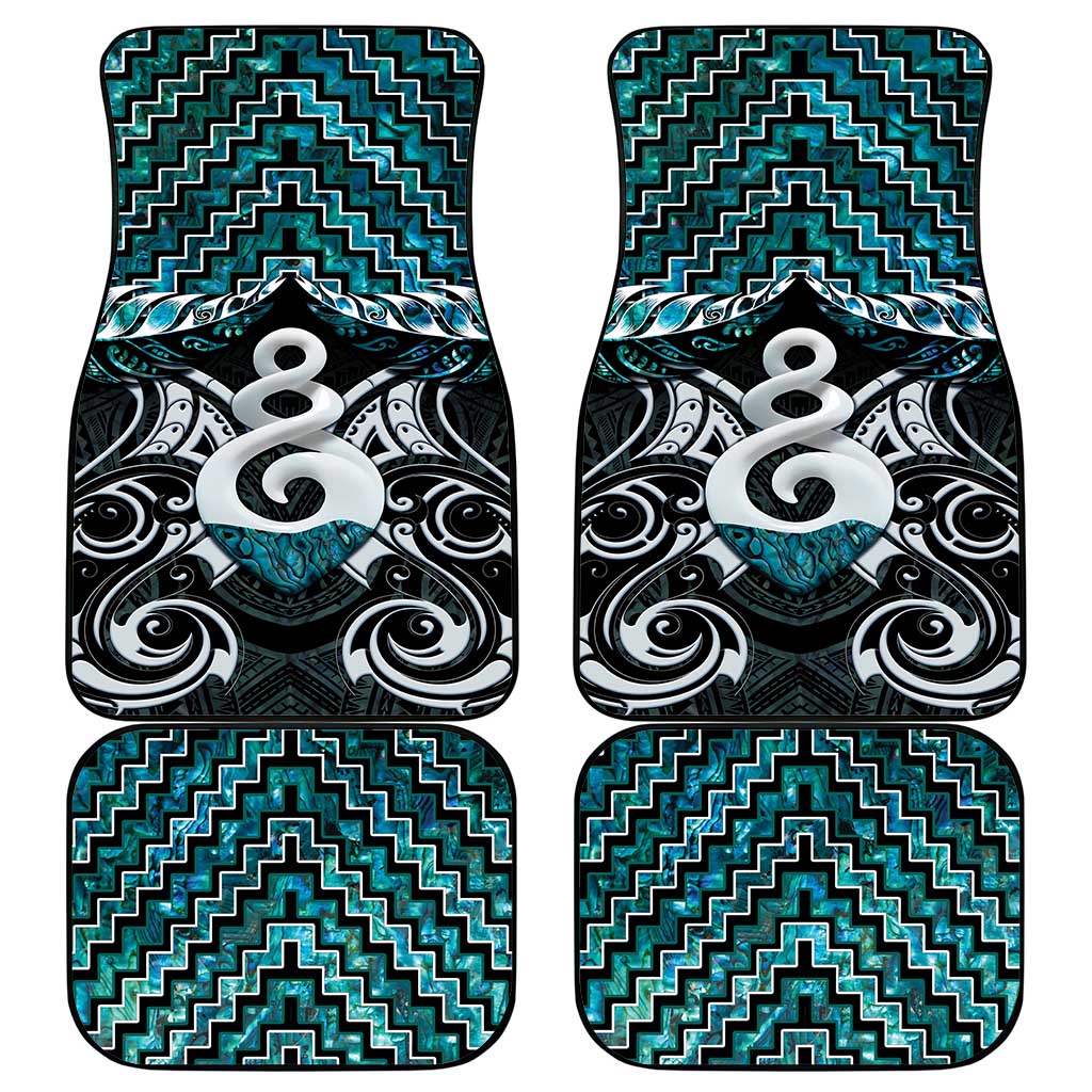 New Zealand Maori Car Mats Poutama Pikorua Turquoise Paua Shell LT05 - Polynesian Pride