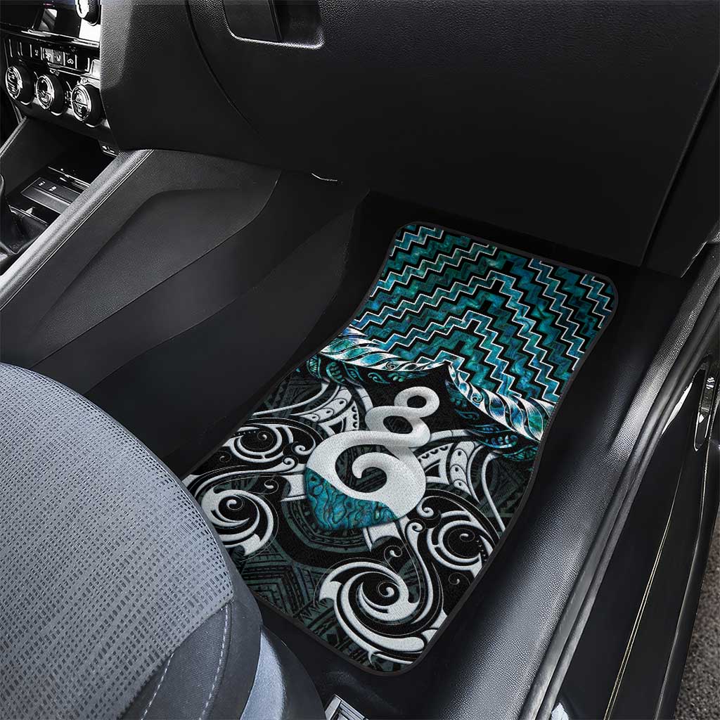 New Zealand Maori Car Mats Poutama Pikorua Turquoise Paua Shell LT05 - Polynesian Pride
