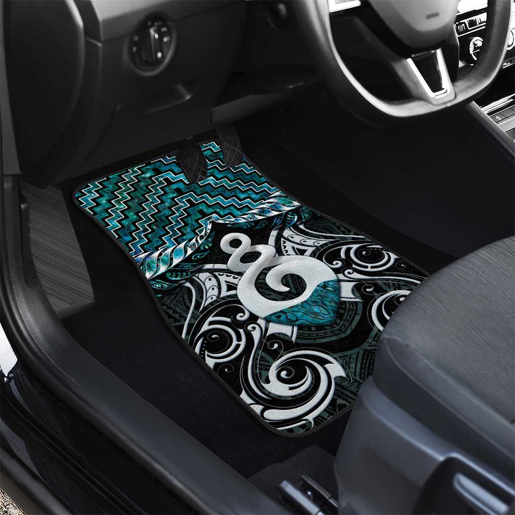 New Zealand Maori Car Mats Poutama Pikorua Turquoise Paua Shell LT05 - Polynesian Pride