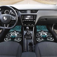 New Zealand Maori Car Mats Poutama Pikorua Turquoise Paua Shell LT05 Set 2pcs - Front Turquoise - Polynesian Pride