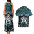 New Zealand Maori Couples Matching Tank Maxi Dress and Hawaiian Shirt Poutama Pikorua Turquoise Paua Shell