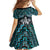 New Zealand Maori Family Matching Off Shoulder Maxi Dress and Hawaiian Shirt Poutama Pikorua Turquoise Paua Shell