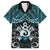 New Zealand Maori Family Matching Off Shoulder Maxi Dress and Hawaiian Shirt Poutama Pikorua Turquoise Paua Shell