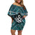 New Zealand Maori Family Matching Off Shoulder Short Dress and Hawaiian Shirt Poutama Pikorua Turquoise Paua Shell