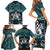 New Zealand Maori Family Matching Short Sleeve Bodycon Dress and Hawaiian Shirt Poutama Pikorua Turquoise Paua Shell