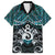 New Zealand Maori Family Matching Short Sleeve Bodycon Dress and Hawaiian Shirt Poutama Pikorua Turquoise Paua Shell