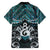 New Zealand Maori Family Matching Short Sleeve Bodycon Dress and Hawaiian Shirt Poutama Pikorua Turquoise Paua Shell