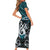 New Zealand Maori Family Matching Short Sleeve Bodycon Dress and Hawaiian Shirt Poutama Pikorua Turquoise Paua Shell