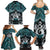 New Zealand Maori Family Matching Summer Maxi Dress and Hawaiian Shirt Poutama Pikorua Turquoise Paua Shell