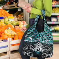 New Zealand Maori Grocery Bag Poutama Pikorua Turquoise Paua Shell LT05 - Polynesian Pride
