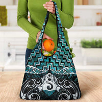 New Zealand Maori Grocery Bag Poutama Pikorua Turquoise Paua Shell LT05 - Polynesian Pride