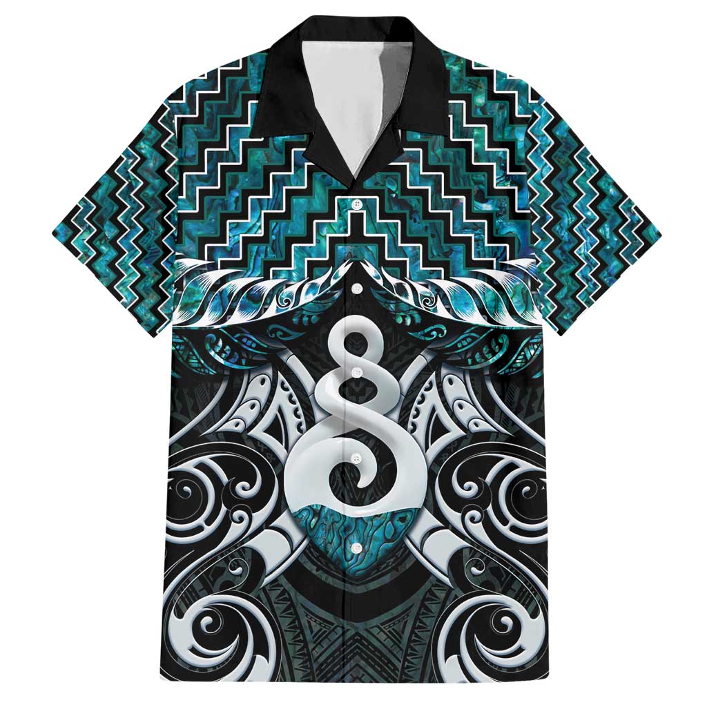 New Zealand Maori Hawaiian Shirt Poutama Pikorua Turquoise Paua Shell LT05 Turquoise - Polynesian Pride